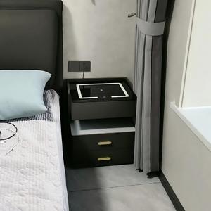 Comodino Smart di Lusso, Mobiletto da Comodino a 2 Cassetti con Ricarica Wireless, Luce LED e Serratura con Password - Product Image 3