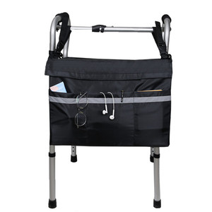 Bolsa de Almacenamiento para Silla de Ruedas, Dos Compartimentos, Negra, de Poliéster, Organizador para Andador y Cochecito - Product Image 5