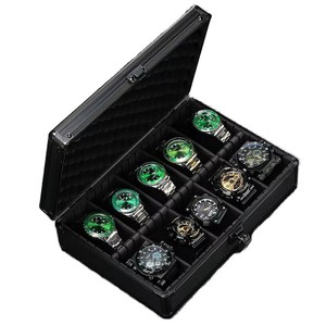 Étui de voyage pour montres en aluminium et MDF, anti-poussière, avec serrure, boîte de présentation et de rangement, sans couvercle transparent, séparateurs amovibles - Product Image 2