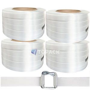 Tali Pengikat Komposit Poliester OEM 16 19 25 32mm 1 1/4  1/2 3/4 Inci Gulungan Tali Pengikat Kontainer Palet Bahan <span class=keywords><strong>PP</strong></span> - Product Image 1
