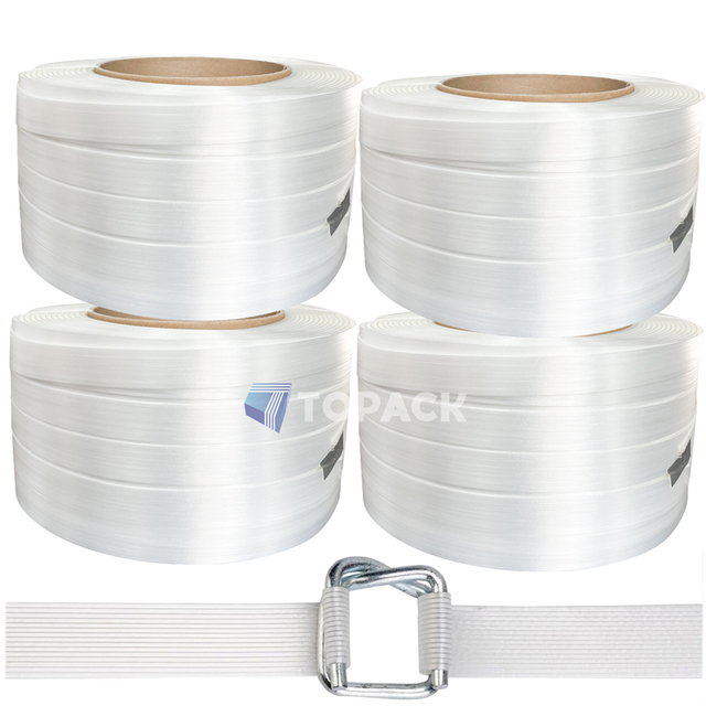 OEM 16 19 25 32mm 1 1/4  1/2 3/4 Inch Polyester Composite Corded Straps Strapping Roll Container Pallet Packing Belt PP Material