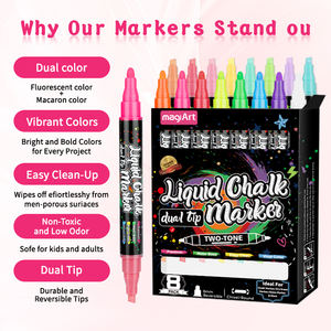 Stylo <span class=keywords><strong>marqueur</strong></span> lavable aux couleurs vives <span class=keywords><strong>marqueur</strong></span> de <span class=keywords><strong>craie</strong></span> liquide inodore non toxique pour écrire <span class=keywords><strong>sur</strong></span> le panneau d'affichage en verre de fenêtre de voiture - Product Image 3