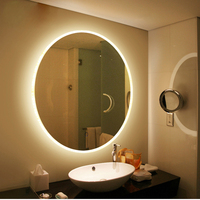Espejo de Baño LED Redondo Inteligente para Hogar y Hotel, con Luz Regulable, Función Antivaho, Bluetooth, Espejo de Vanidad Montado en la Pared