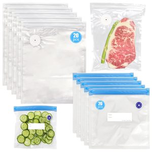 100pcs Reusable Transparent Zipper Vacuum Sealer Bag With Air Valve for Cooking Freezing <strong>Microwave</strong> Heating Food Fresh <strong>Storage</strong> - Product Image 2