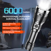 Lampe torche LED rechargeable par USB super lumineuse 6000LM, tactique, étanche IP68, en alliage d'aluminium, pour le camping, la randonnée, les situations d'urgence 6