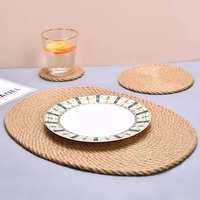Napperons de paille non toxiques faits à la main tapis de Table en fibre de lin naturel pour la maison mariage ou fête décor forme ovale