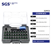 Juego de 32 Puntas Magnéticas de Acero S2 de Alta Calidad para Destornillador, Otras Herramientas Manuales con Caja Resistente