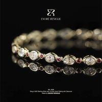 Gelang Tenis Moissanite Oval Bezel Set D VVS1 Lulus Uji Berlian Perak Sterling 925 Berlapis Emas 18K Bersertifikat GRA Unisex