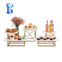 OKEY Bonne Qualité En Acier Inoxydable Or Bar À Bonbons Stand Salade Présentoir Risers pour Présentoir Alimentaire Cocktail Buffet Stand