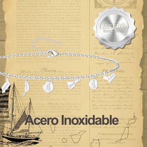 Bracciale in acciaio color argento con ciondolo delle 7 isole canarie alla moda ciondoli e ciondoli bracciale - Product Image 3
