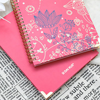 Planificateur d'impression personnalisé couverture rigide feuille d'or Logo Agenda Journal en spirale avec onglets