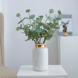 Plante d'eucalyptus artificielle en soie, fleur verte, violette, rouge, décoration de mariage et de maison, haute simulation, réutilisable, recyclable - Product Image 1