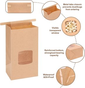 Sacs en papier personnalisés biodégradables pour la vente en gros, avec fenêtre transparente, pour petits pains et aliments, pour restaurants - Product Image 4