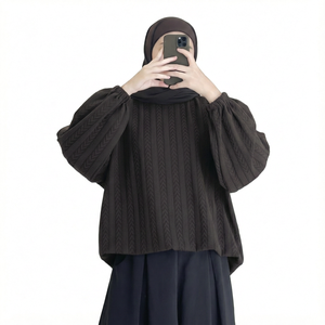 Oversized Knitted Lantern Sleeve Top Solid Color <b>Plus</b> <b>Size</b> Women's <b>Sweater</b> Adult Casual Wear - Product Image 3