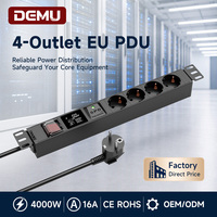 Unité de distribution d'alimentation 1U PDU, multiprise de cabinet, 4 prises Schuko 16A 4000W, protection contre les surtensions, mesure de la consommation, CE RoHS