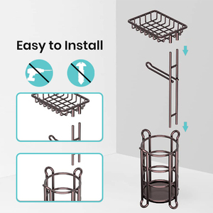 Premium Quality Floor Free Standing <strong>Toilet</strong> Tissue Paper Roll Storage Holders <strong>Wipes</strong> <strong>Dispenser</strong> With Shelf for Bathroom - Product Image 4