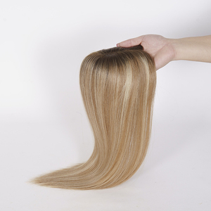 พร้อมส่งท็อปเปอร์ผมแท้แบบยุโรป 100%  ถักมือทั้งชิ้น  ขนาด 5x5  แบบโมโนท็อปเปอร์  พร้อม PU เคลือบ  สีบลอนด์  สำหรับผู้หญิง - Product Image 3