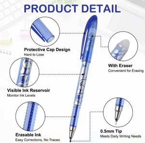 Stylo neutre effaçable Yaolan promotionnel 0,5 mm bleu avec gomme thermosensible (disparaît à 60°C) en plastique - Product Image 3