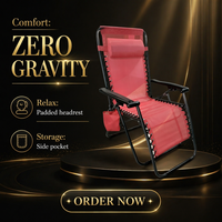 Chaise de plage inclinable zéro gravité en acier inoxydable, chaise longue pliante portable avec poche latérale pour usage extérieur, cour et hôtel