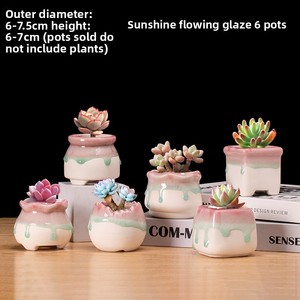 Maceta de cerámica duradera <span class=keywords><strong>con</strong></span> efecto craquelado controlado, color blanco melocotón, para plantas verdes pequeñas, diseño simple y creativo, Bingxin. - Product Image 5