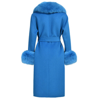 Manteau Long pour femme, col Double Face, en laine véritable et cachemire, renard, hiver