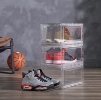 Boîtes de rangement pour chaussures en acrylique moulé par injection Huyo, modernes, carrées, transparentes, en plastique, avec porte-chaussures magnétique à ouverture frontale