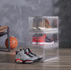Wholesale Injection Molded Modern Acrylic Shoe <b>Storage</b> Boxes Square Transparent <b>Plastic</b> Sneaker Rack Magnetic Drop Front <b>Drawer</b> - Product Image 4