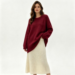 Suéter Oversize para <span class=keywords><strong>Mujer</strong></span> con Tacto de Cachemira, Cuello Redondo, Manga Larga, Tejido Holgado de Mezcla de Lana, Suave y Cálido, Informal para Otoño e Invierno - Product Image 1