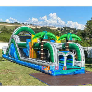 Nhiệt đới Inflatable thương mại Nhà bị trả lại trượt Combo Rừng Nhiệt Đới chướng ngại vật Bouncer và trượt Combo - Product Image 4