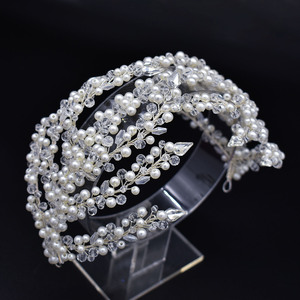 Serre-tête de mariée extra large en perles, style cascade, avec cristaux étincelants, bijou de cheveux de luxe pour <span class=keywords><strong>mariage</strong></span> - Product Image 6