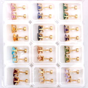 Pendientes de Moda con Forma de Gota de Agua, con Incrustaciones de Diamantes de Imitación, en Acero Dorado, Diseño Geométrico, para Regalo - Product Image 4