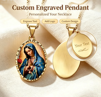 Collier religieux en acier inoxydable plaqué or 18 carats, série Vierge Marie et Saints Catholiques, médaille religieuse, vente en gros disponible
