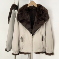 OFTBUY Veste de luxe double face réversible pour femme, manteau en cuir véritable et fourrure, veste aviateur vintage en peau de mouton, vêtement d'extérieur chaud pour l'hiver