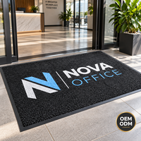 Tapis d'entrée moderne HM avec logo personnalisé, en nylon imprimé, rembourré, lavable, antidérapant, avec support en caoutchouc, tapis de sol commercial robuste