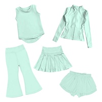 Ensemble de vêtements de sport pour filles personnalisé : ensemble de 5 pièces en jaune avec pantalon évasé, jupe plissée, short, débardeur et veste zippée