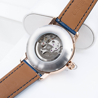 Montre analogique mécanique automatique, design ajouré, cadran ciel étoilé, étanche 50m, acier inoxydable, fermoir papillon, montre pour homme