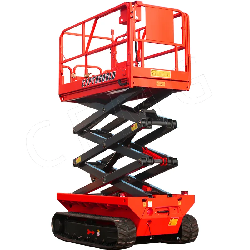 CE certification 6-14m scissor lift Self-propelled scissor aerial work vehicle with extension platform trackless crawler lift