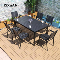 Ensemble de Table à manger moderne, Patio, jardin, cour, balcon, Table, chaise, cadre en aluminium, plastique, bois, café