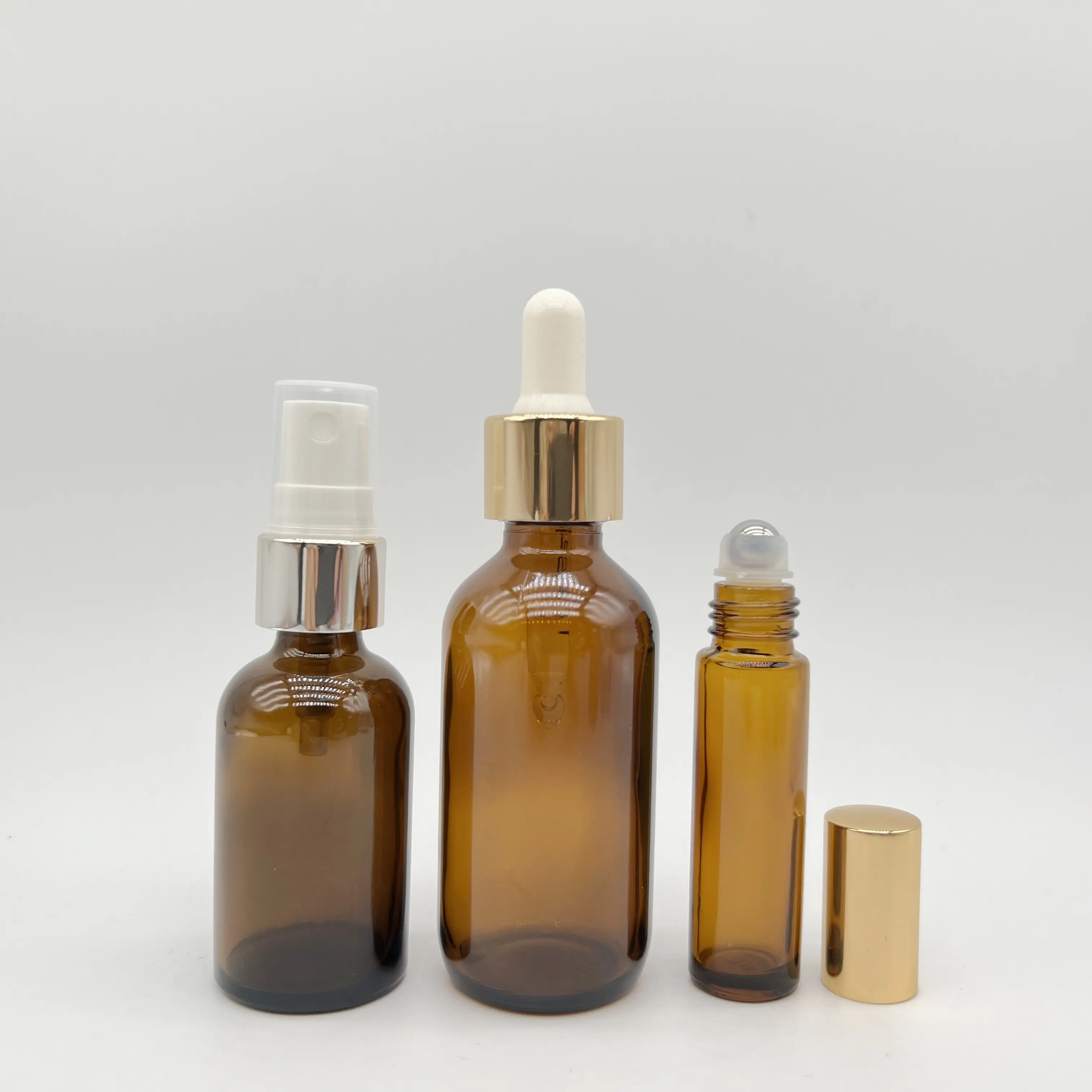 In stock 5ml 10ml 30 50 100ml brown amber body facial essential oil dropper glass bottle with black European cap