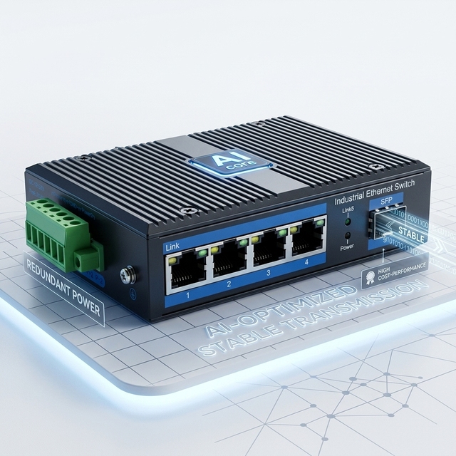 Industrial Gigabit SFP Ethernet Switch 4 RJ45 Port Industrial SFP Network Switch Din Rail 24V Power Supply