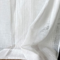 Tissu de rideau transparent à rayures en chenille, tissu texturé pour fenêtre, rayures élégantes, drapé doux, largeur extra large de 340 cm, 160 GSM