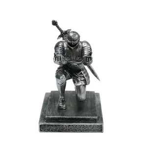 Resin soldier Knight silver gray pen holder handicraft statue