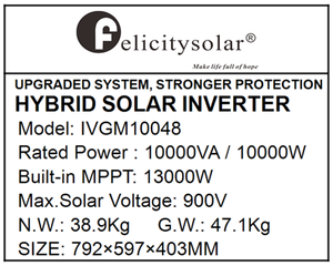 Système solaire hybride Felicity hors réseau 5 kW 8 kW 10 kW triphasé avec batterie lithium haute tension - Product Image 4