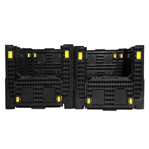 Heavy duty industrial plastic container for storage and shipping/foldable large container