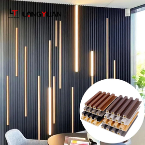 Trang trí nội thất <span class=keywords><strong>PVC</strong></span> lưới tản nhiệt tường Bảng điều khiển Hội Đồng Quản trị Gỗ nhựa composite trong nhà WPC rãnh tường Bảng điều khiển Ốp - Product Image 1