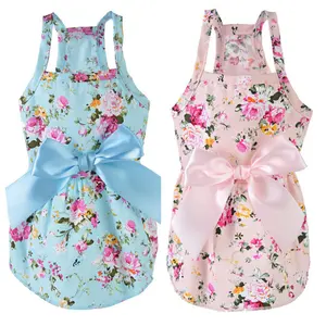 Bán Buôn Dễ Thương Pet Trang Phục Mùa Xuân Mùa Hè Pet Dog Dress Bow Vest Váy Pet Dog Váy