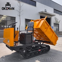 OKEMAN 1,5 Tonnen Handgeführter Gummiketten-Raupentraktor Hydraulischer Dumper Benzinbetrieben für Garten- und Landschaftsbau