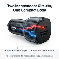 Cargador de Coche con Doble USB PD65W Tipo C y USB-A 5V 3A 15W, Cargador Rápido para Móvil, Adaptador para Encendedor de Cigarrillos de 80W, Venta al Por Mayor