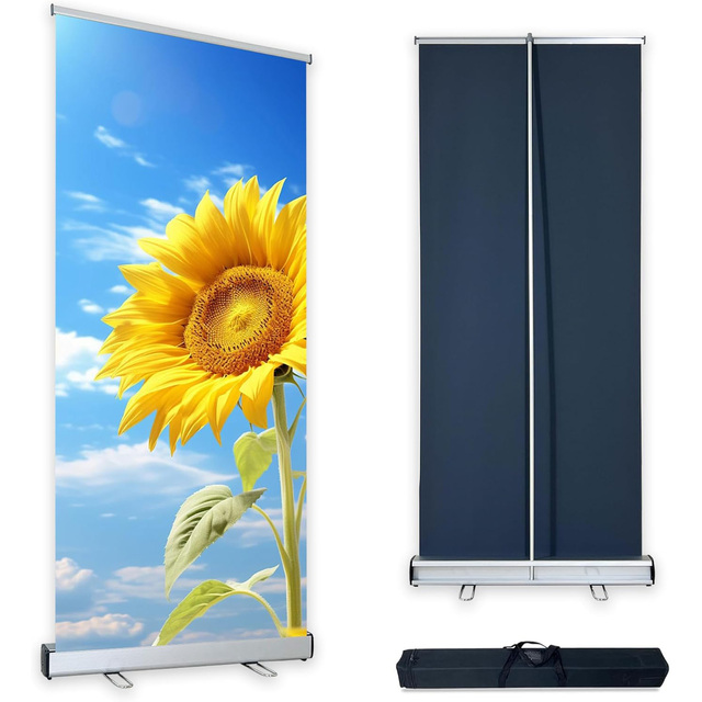 Portable Retractable Lightweight Aluminum Frame Roll Banner Backdrop Stand CMYK Digital Printing 80x200 Size for Advertising