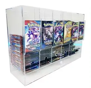 Low Moq Custom Acrylic 6 Slots Game Card Booster Pack Dispenser Cards Display Stand For Pokemon ETB TCG MTG Card Booster Packs